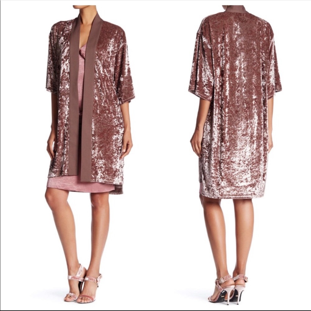 Dress Forum Open Front Mauve Velvet Cardigan